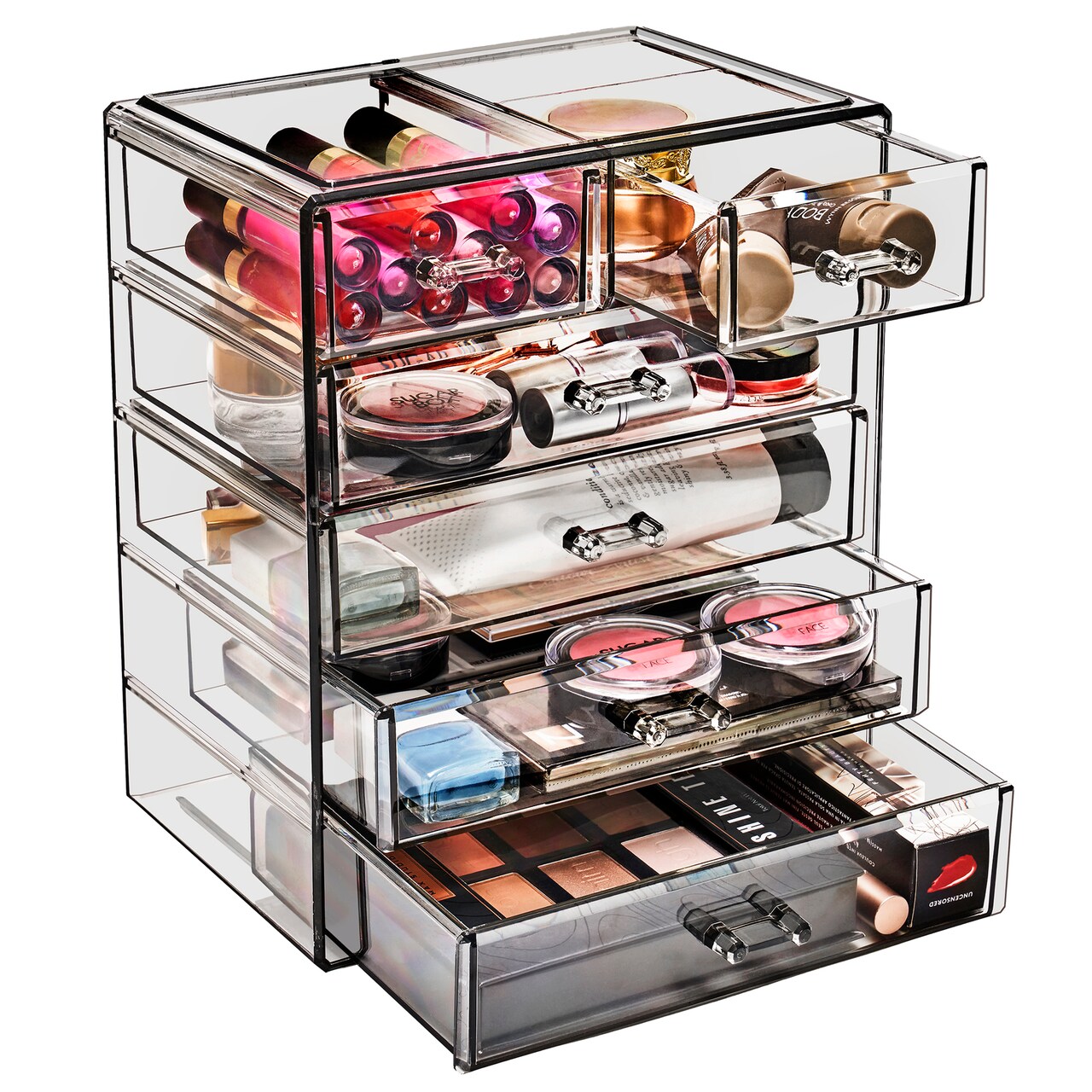 Sorbus Acrylic Makeup & Jewelry Organizer Storage Case- (4 Large, 2 Small Drawers)